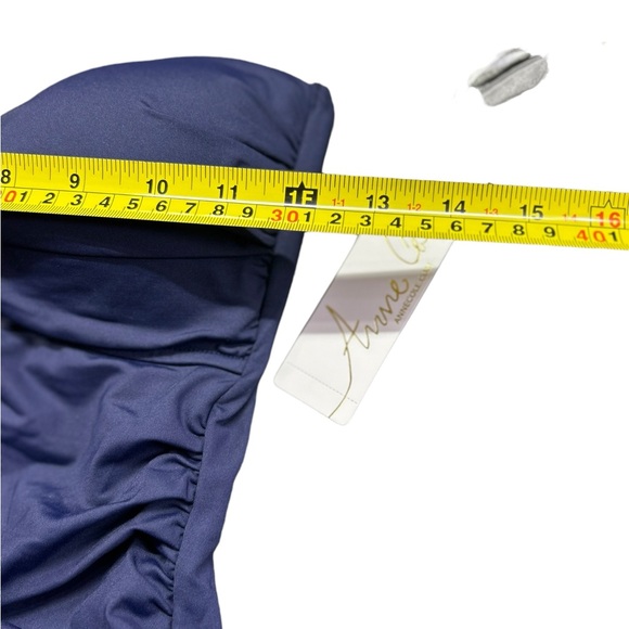 ANNE COLE womens navy blue one piece swimsuit w detachable straps strapless NWT - Picture 10 of 10